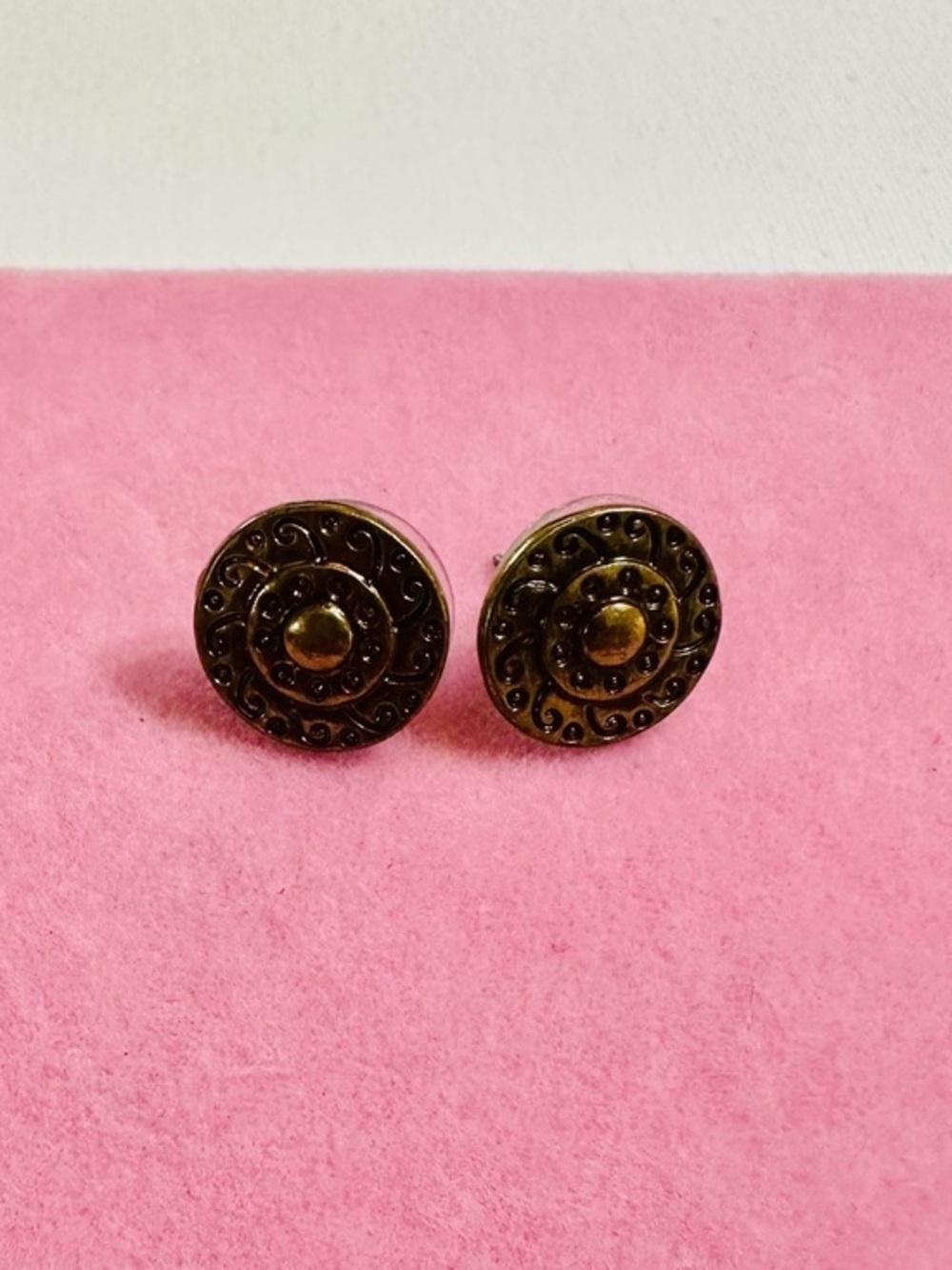 Antique Gold Tone Stud Earrings